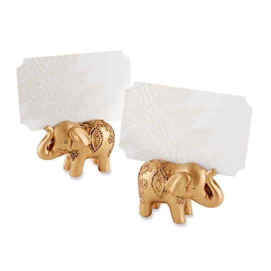 Kate Aspen; Kate Aspen® Lucky Golden Elephant Place Card Holder, 6ct.; Category:Table Numbers, Place Cards Holders; Image:1